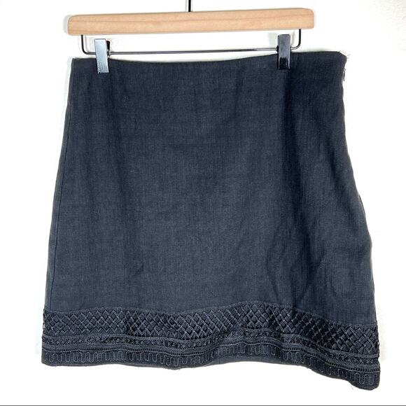 Loft black A-line canvas textured casual skirt size 10 B98 - Picture 1 of 4